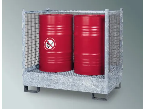 Opvangbak 2x 200l Opvangvol. 220l 1400x1410x810mm Gaas 3-Zijdig