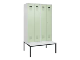 PBM-locker met bank,HxBxD 2120x1200x815mm,4vak,vak B 300mm - 2