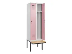 locker met bank,voor scheiding van kleding,HxBxD 2120x600x815mm,2vak