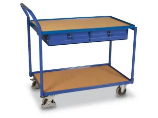 Tafelwagen 250kg 1000x600mm 2 Etages 2 Laden Houten Plaat - 2