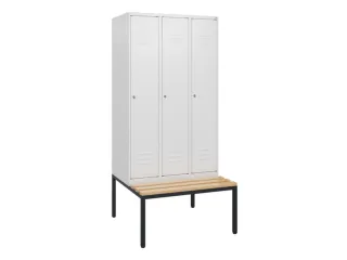 locker met bank,HxBxD 1950x900x815mm,3vak,vak B 300mm,cil.-slot - 1