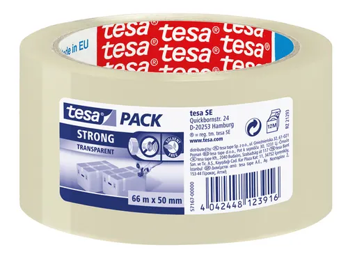 Verpakkingstape Tesapack Strong PP 50mmx66m Low Noise Transparant