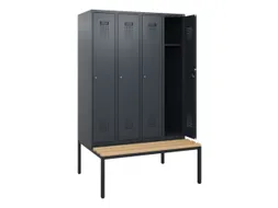locker met bank,HxBxD 1950x1200x815mm,4vak,vak B 300mm,cilinderslot