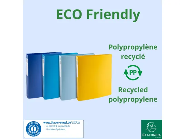 Classeur 2 anneaux 30mm polypropylène recyclé BeeBlue - A4 Maxi - Co