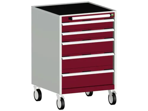 ladekast verrijdbaar 980x650x650mm 5laden romp RAL7035 front RAL3004