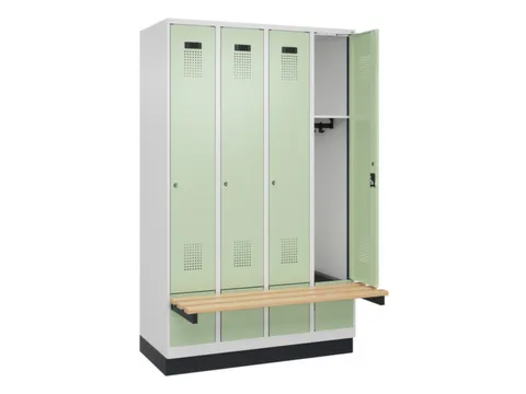 locker met bank,HxBxD 1950x1200x815mm,4vak,vak B 300mm,cilinderslot