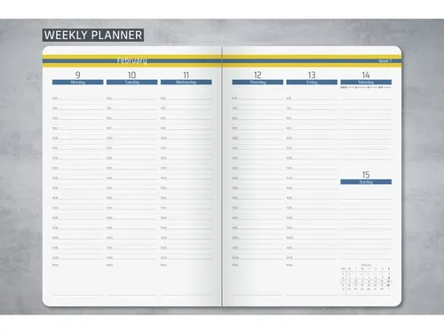 Weekagenda Linescape A5 2026 (EN) blauw Hardcover verticale indeling