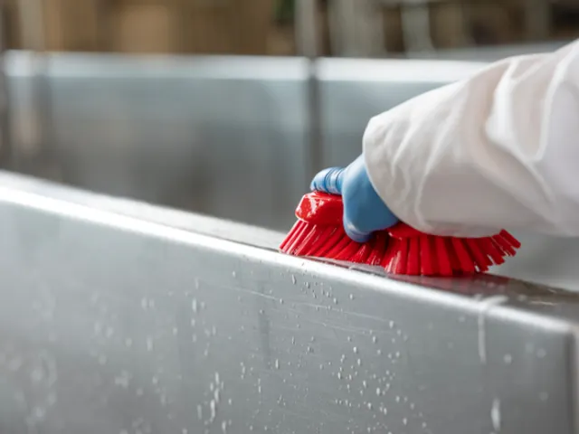 Vikan Hygiene extra grote handborstel extra harde vezels 230mm Rood