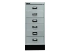 kantoor-ladekast HxBxD 670x279x380mm 6 laden romp lichtgrijs staal