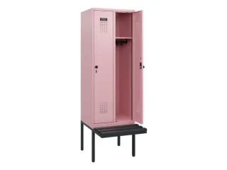 locker met bank,HxBxD 1950x600x815mm,2vak,vak B 300mm,draaigrendel - 1