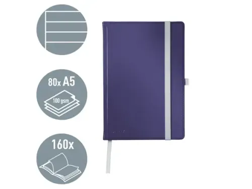 Leitz Style notitieboek A5 gelijnd met harde kaft Titanium Blauw