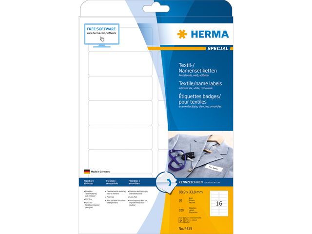 Herma Textiel Etiket 4515 88.9x33.8mm Wit | HermaLabels.nl