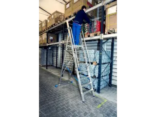 verrijdbare treden-platformladder eenzijdig 8treden stand H 1 9m - 14