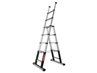 telescopische aanlegladder,7,brede treden,balk L 0,73-2,3m,geëloxeerd - 1