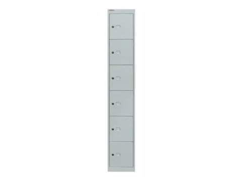 lockerkast,HxBxD 1802x305x305mm,1x6vakken,cil.-slot,romp lichtgrijs