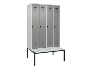 locker met bank,voor scheiding van kleding,HxBxD 2120x1200x815mm,4vak - 2