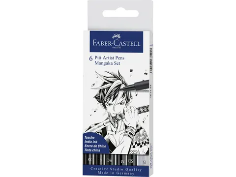 Tekenstift Faber-Castell Pitt Artist Pen Mangaka 6-delig etui zwart