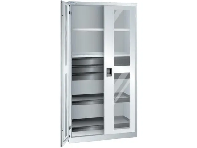 vitrinekast,HxBxD 1950x1000x580mm,4xStalen bodem,3lade(n),key lock