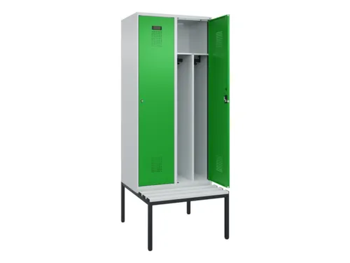 locker met bank,voor scheiding van kleding,HxBxD 2120x800x815mm,2vak