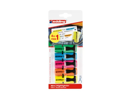 Markeerstift edding 7 mini 1-3mm assorti blister à 4+1 stuk gratis