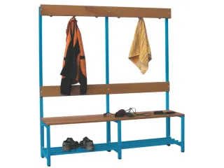 Omkleedbank LxB 1500x400mm Houten Latten Schoenenrek Haken RAL5012 - 2