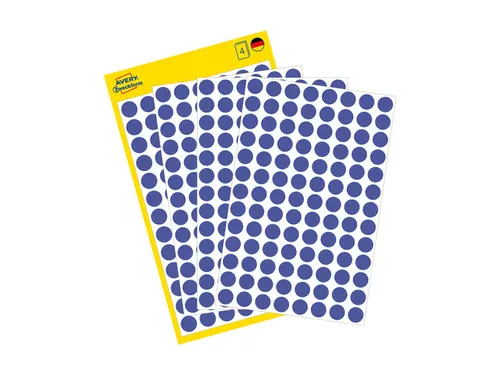 Etiket Zweckform 8mm rond blister 4 vel a 104 et. blauw Non-permanent