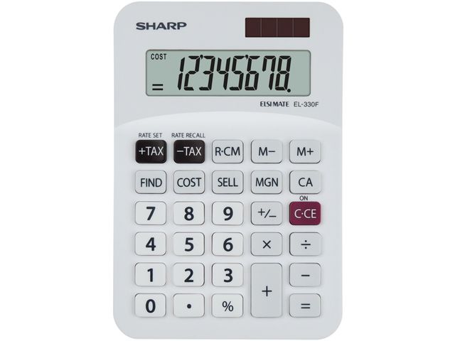 Calculator Sharp-EL330FB wit desktop | RekenmachinesWinkel.nl
