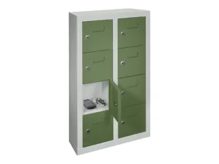 lockerkast,HxBxD 815x460x200mm,2x4vakken,RAL7035,front RAL6011 - 2