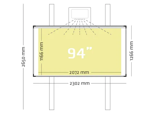 Projectiebord 126x231cm 16:9 kolom mat wit Extraflat finger touch