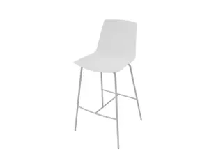 barkruk,zitting HxBxD 760x470x410mm,zitting wit,4voeten,frame staal - 1