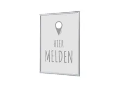 Kliklijst A1 complete set met print "Hier melden" Grijs