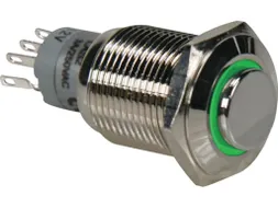 Hoge Ronde Metalen Schakelaar Spdt 1NO 1NC - Groene Ring