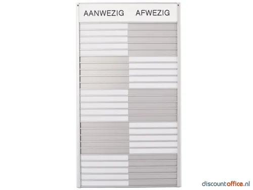 In-uit Bord 25 Namen Aluminium Aan/afwezigheidsbord Wit