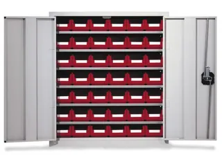Wandkast Staalplaat 780 x 690 x 285 mm 42 Magazijnbakken Pe Ral 7035 - 1