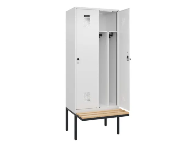 locker met bank,voor scheiding van kleding,HxBxD 2120x800x815mm,2vak