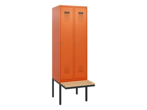 locker met bank,HxBxD 1950x600x815mm,2vak,vak B 300mm,cilinderslot