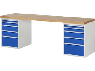 werkbank,HxBxD 890x2500x700mm,beukblad,draagverm. 750kg,2containers - 1