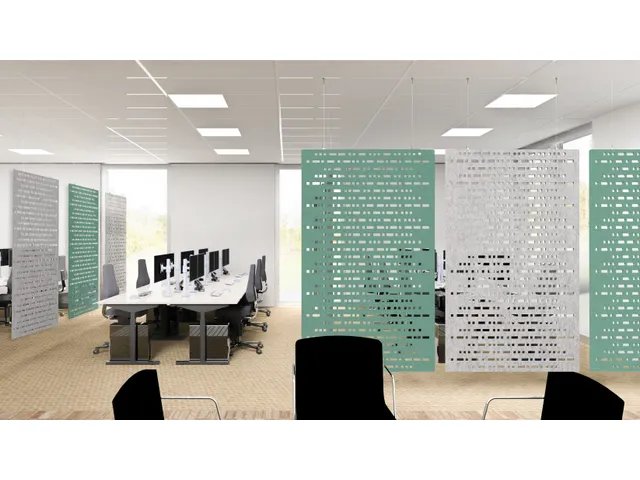 Akoestisch PET-vilt hangend scheidingsscherm 200x120cm Petrol Groen