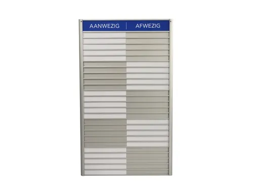 Menoor In-Uit bord 25 namen Aluminium Aanwezig/Afwezig Blauw