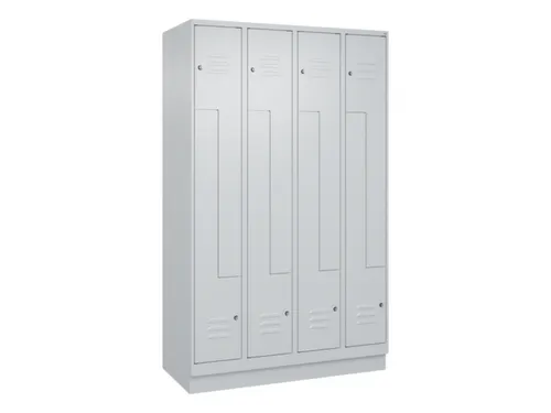 Z-garderobekast,HxBxD 1950x1200x500mm,vak B 150/300mm,cil.-slot,sokkel