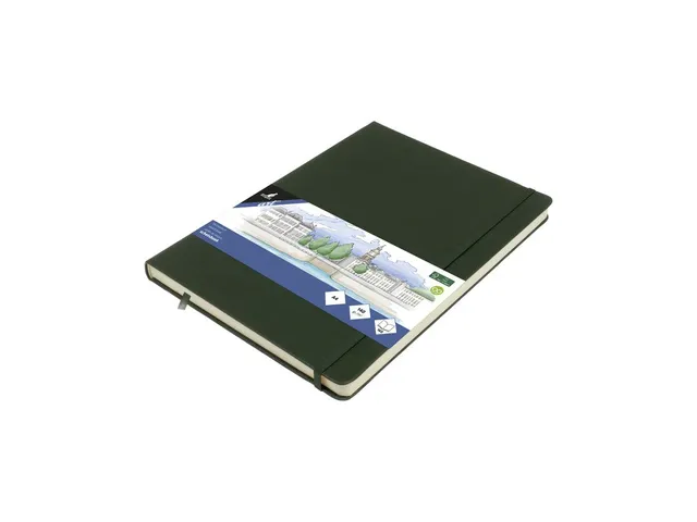 Schetsboek Kangaro A4 forest green PU HC 80 vel 140gr roomwit met elas