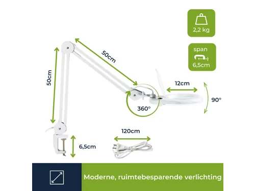 Loeplamp Met Vergrootglas 5 Dioptrie 22w Wit
