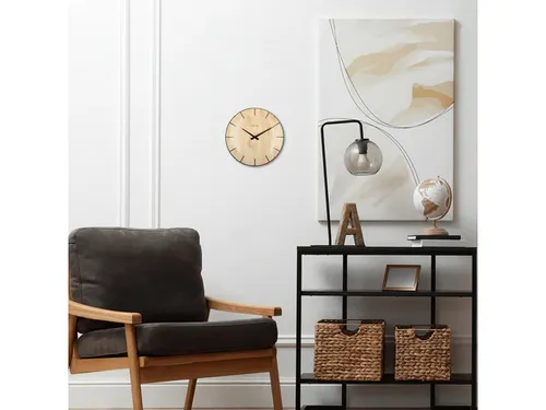 Wandklok Nextime Edge-Wood-Dome dia 35cm kunststof licht bruin streep