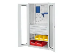 werkplaatskast,HxBxD 1950x1000x600mm,2xStalen bodem,4lade(n),RAL5010