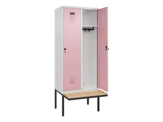 locker met bank,HxBxD 2120x800x815mm,2vak,vak B 400mm,draaigrendel - 2