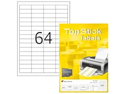 Etiketten universele labels A4 permanent 48,3x16,9mm Wit 6400 stuks