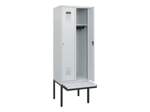 locker met bank,HxBxD 1950x600x815mm,2vak,vak B 300mm,cilinderslot