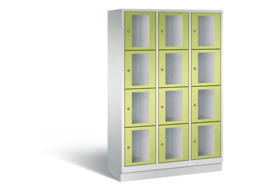 Lockerkast 1800x1200x500mm 3x4 vakken Cilinderslot, Sokkel, RDS1108060