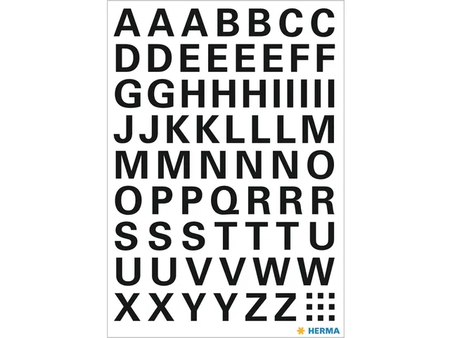 Etiket Herma 4158 10mm Letters A-Z Zwart Folie 63 stuks