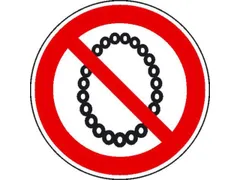 verbodsbord,Verboden te bedienen met halsketting,PVC,Ø 50mm